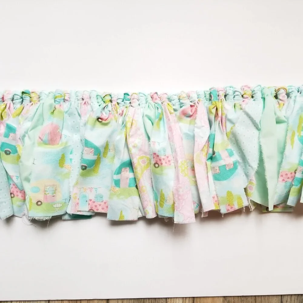 Fabric Banner Wall Hanging | Cubicle Decor, Fabric Garland | Pink Campers | 7’